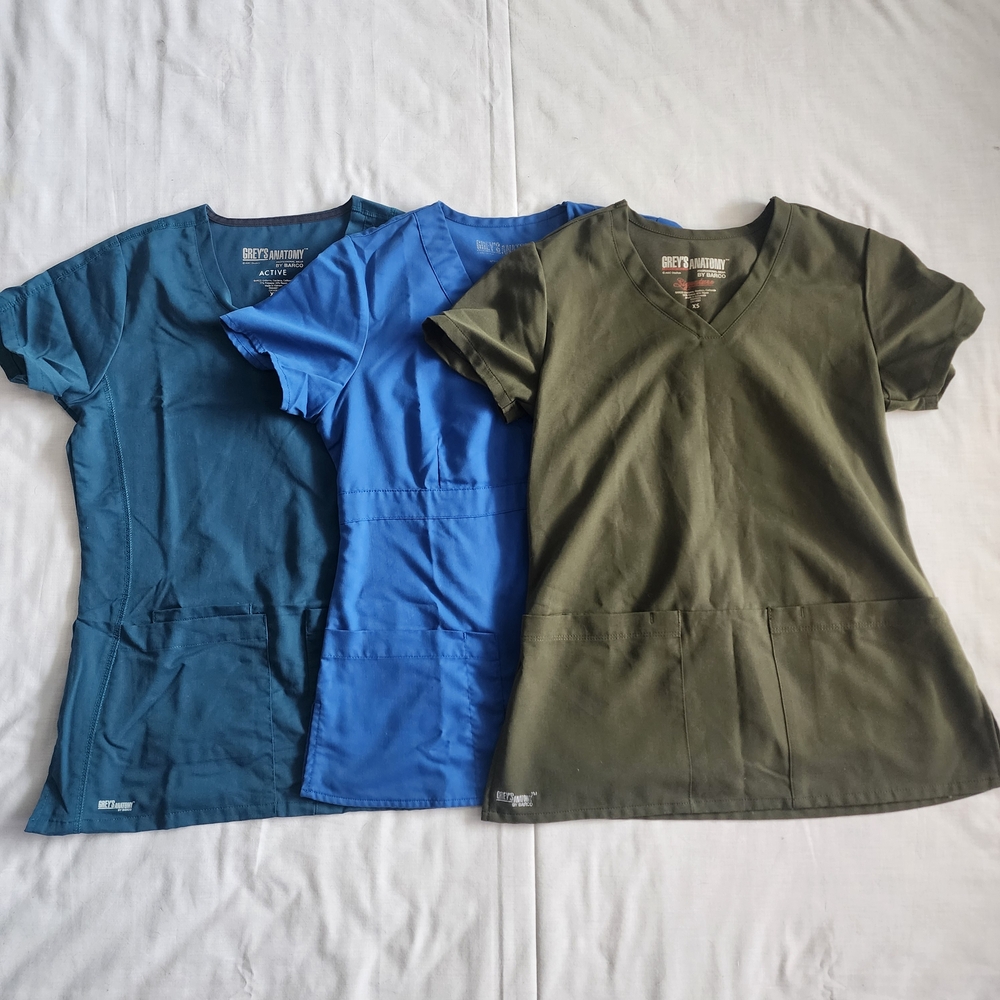 Greys Anatomy Scrub Top Womens Size XS Lot Green Teal Royal Blue